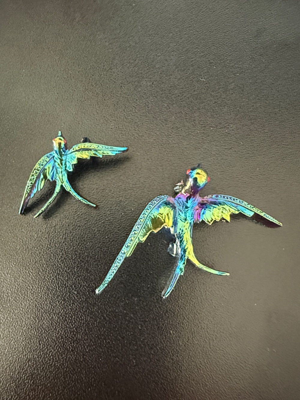 Set 2 Blue Purple Iridescent Bird Brooch Scatter Pin